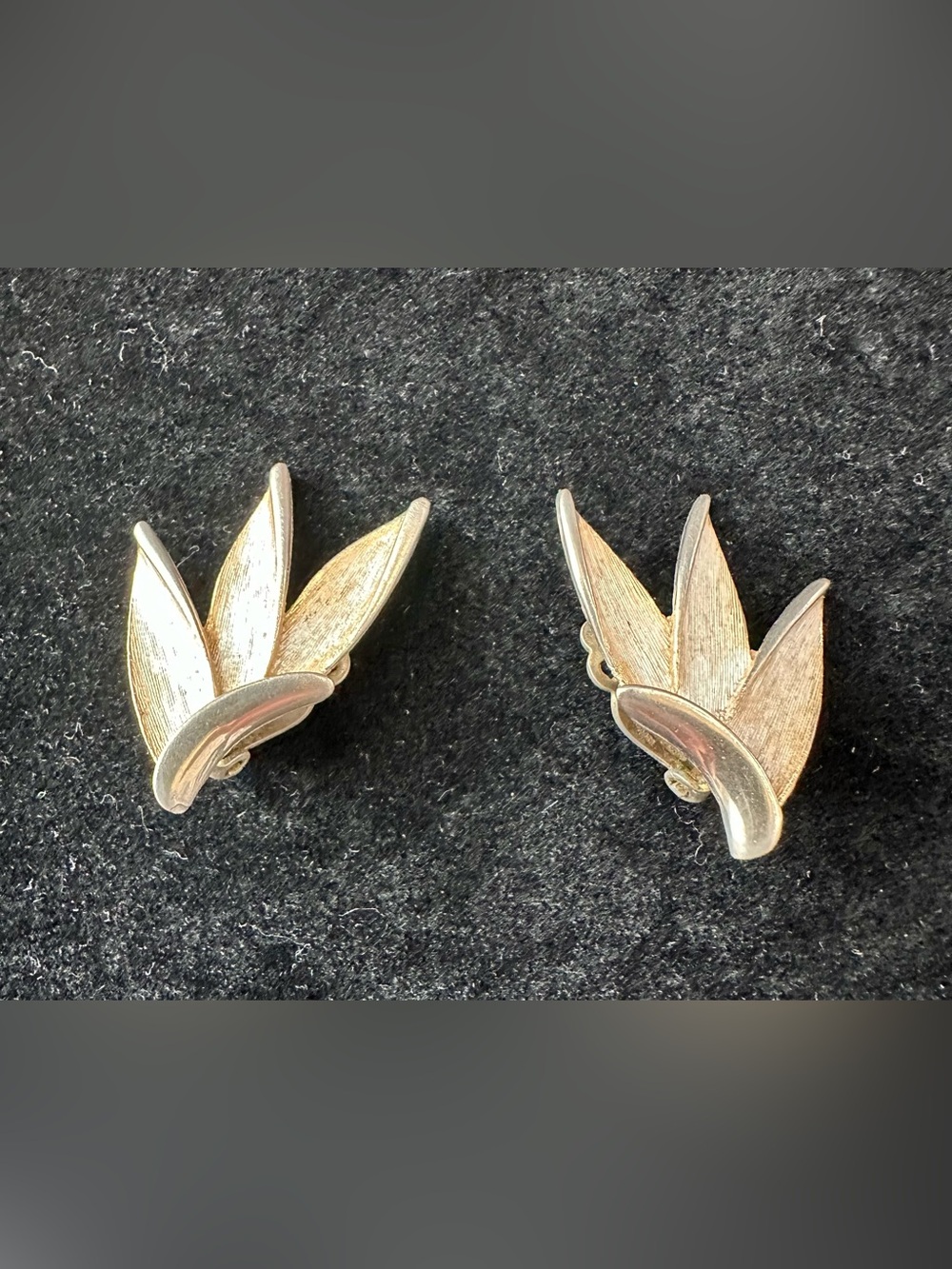 Kramer Gold Silver Leaf Clip-On Earrings